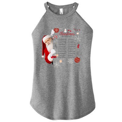 Funny Cute Santa Christmas Check Bucket List Gift For Mom Gift Women’s Perfect Tri Rocker Tank