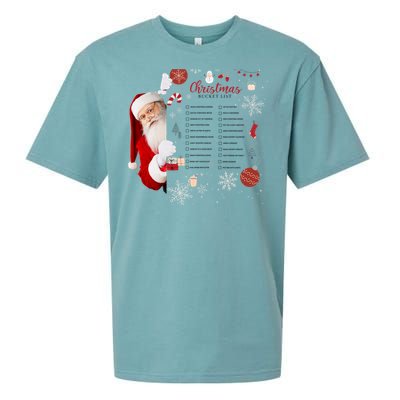 Funny Cute Santa Christmas Check Bucket List Gift For Mom Gift Sueded Cloud Jersey T-Shirt