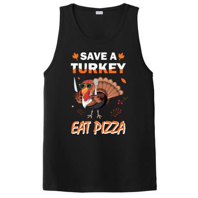 Funny Cute ''Save A Turkey Eat Pizza'' Thanksgiving Turkey Day Pizza Lover For PosiCharge Competitor Tank