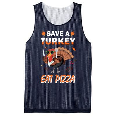 Funny Cute ''Save A Turkey Eat Pizza'' Thanksgiving Turkey Day Pizza Lover For Mesh Reversible Basketball Jersey Tank