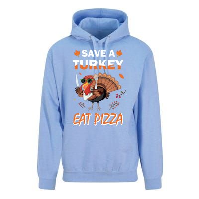 Funny Cute ''Save A Turkey Eat Pizza'' Thanksgiving Turkey Day Pizza Lover For Unisex Surf Hoodie