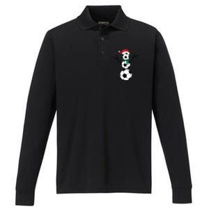 Funny Christmas Soccer Performance Long Sleeve Polo