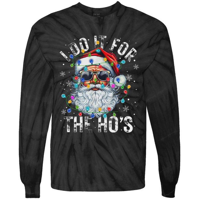 Funny Christmas Santa Claus I Do It For The Hos Cute Xmas Tie-Dye Long Sleeve Shirt