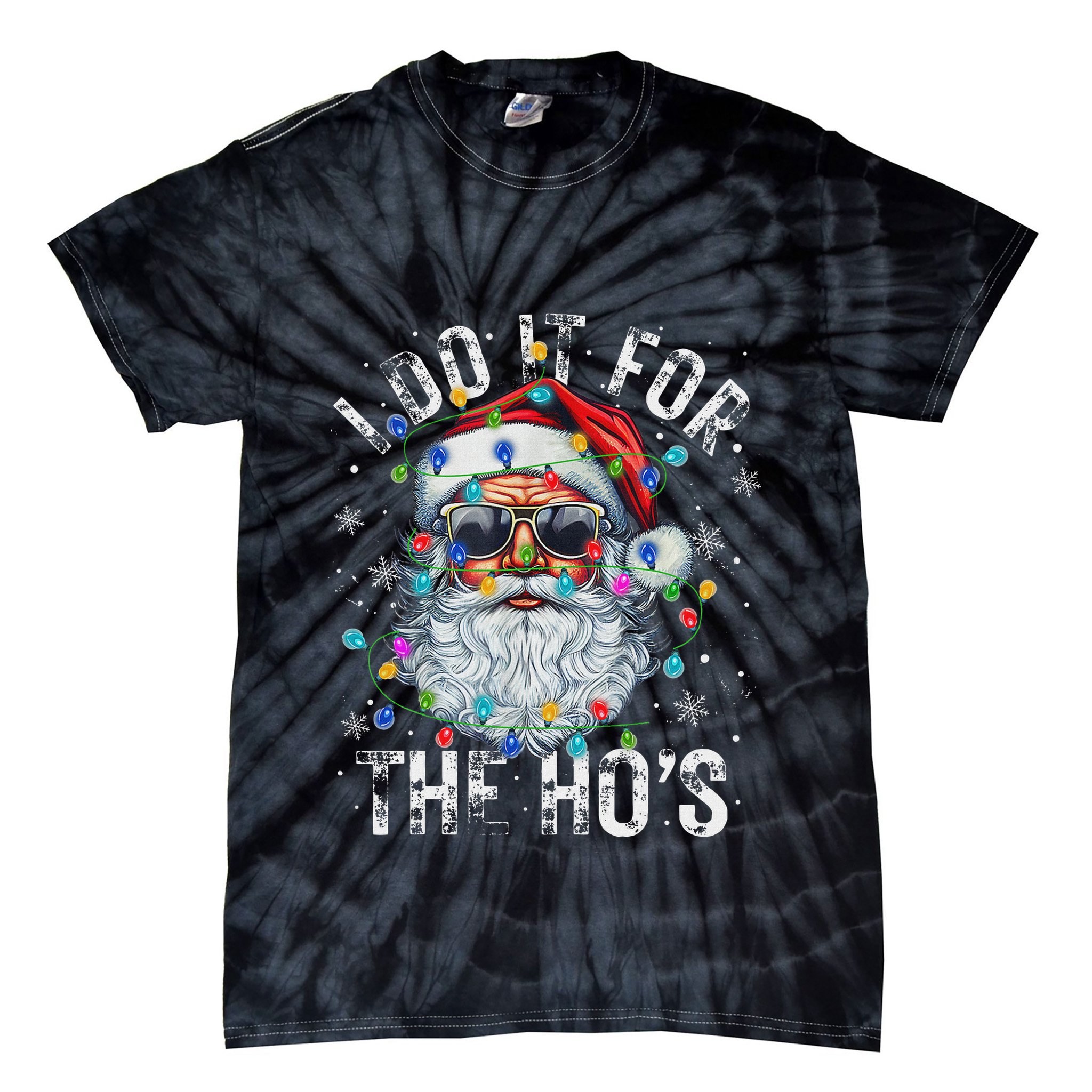 Funny Christmas Santa Claus I Do It For The Hos Cute Xmas Tie-Dye T-Shirt