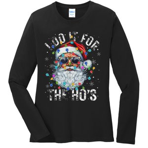 Funny Christmas Santa Claus I Do It For The Hos Cute Xmas Ladies Long Sleeve Shirt