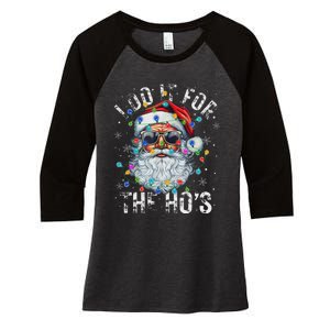 Funny Christmas Santa Claus I Do It For The Hos Cute Xmas Women's Tri-Blend 3/4-Sleeve Raglan Shirt