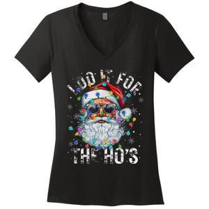 Funny Christmas Santa Claus I Do It For The Hos Cute Xmas Women's V-Neck T-Shirt