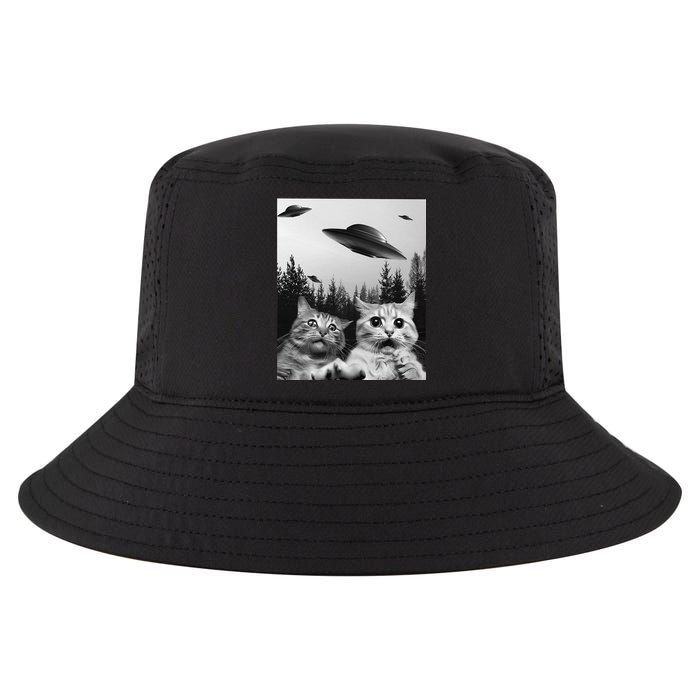Funny Cat Selfie with UFOs Cool Comfort Performance Bucket Hat