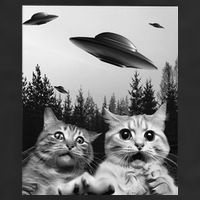 Funny Cat Selfie with UFOs Cool Comfort Performance Bucket Hat