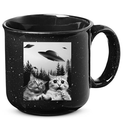 Funny Cat Selfie with UFOs 15oz Campfire Ceramic Mug
