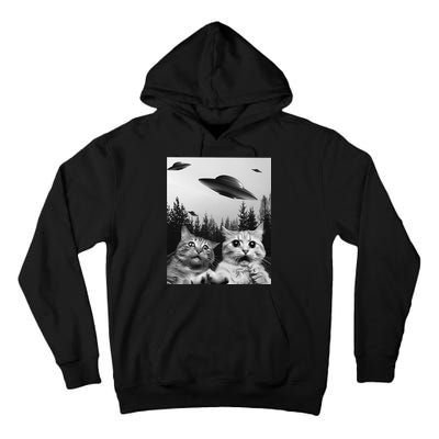 Funny Cat Selfie with UFOs Tall Hoodie