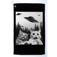 Funny Cat Selfie with UFOs Golf Towel