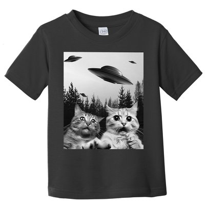 Funny Cat Selfie with UFOs Toddler T-Shirt