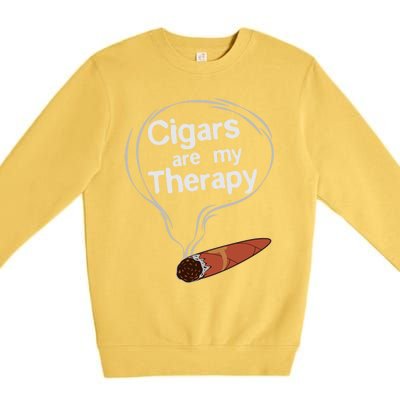 Funny Cigar Smoker Print Cigars Are My Therapy Gift Product Gift Premium Crewneck Sweatshirt