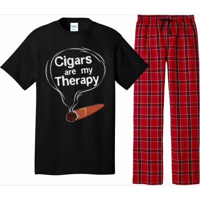 Funny Cigar Smoker Print Cigars Are My Therapy Gift Product Gift Pajama Set