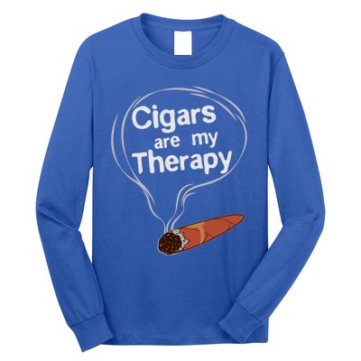 Funny Cigar Smoker Print Cigars Are My Therapy Gift Product Gift Long Sleeve Shirt