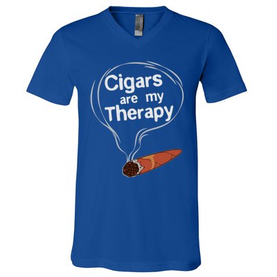 Funny Cigar Smoker Print Cigars Are My Therapy Gift Product Gift V-Neck T-Shirt