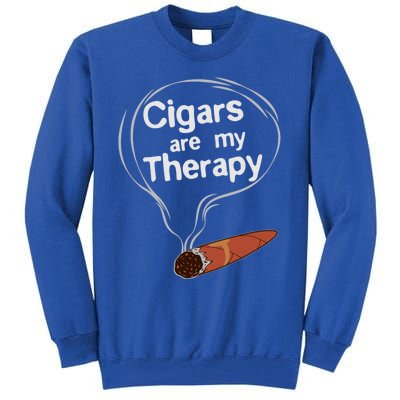 Funny Cigar Smoker Print Cigars Are My Therapy Gift Product Gift Tall Sweatshirt