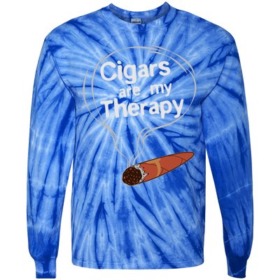 Funny Cigar Smoker Print Cigars Are My Therapy Gift Product Gift Tie-Dye Long Sleeve Shirt