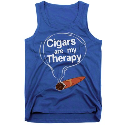 Funny Cigar Smoker Print Cigars Are My Therapy Gift Product Gift Tank Top