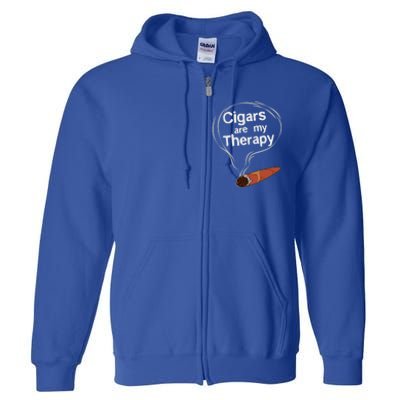 Funny Cigar Smoker Print Cigars Are My Therapy Gift Product Gift Full Zip Hoodie