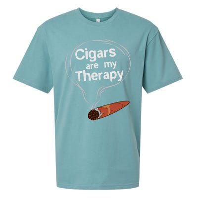 Funny Cigar Smoker Print Cigars Are My Therapy Gift Product Gift Sueded Cloud Jersey T-Shirt