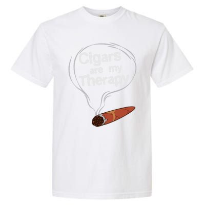 Funny Cigar Smoker Print Cigars Are My Therapy Gift Product Gift Garment-Dyed Heavyweight T-Shirt