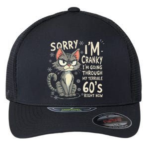 Fun Cat Sorry IM Cranky IM Going Through My Terrible 60S Flexfit Unipanel Trucker Cap