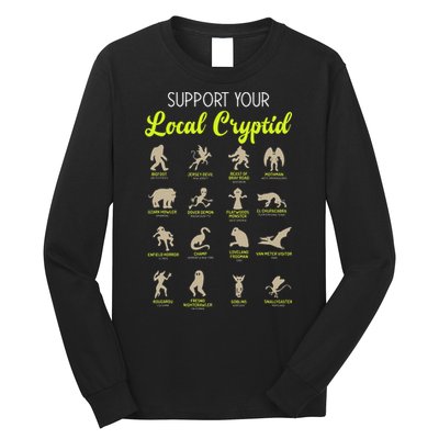 Funny Cryptozoology Support Your Local Cryptid Research Team Long Sleeve Shirt