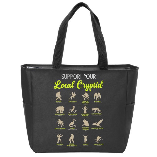 Funny Cryptozoology Support Your Local Cryptid Research Team Zip Tote Bag