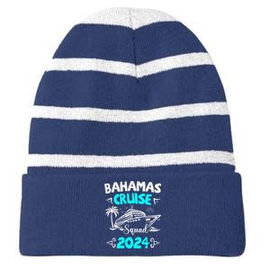 Family Cruise Squad Bahamas 2024 Summer Matching Vacation Striped Beanie with Solid Band