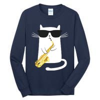 Funny Cat Shirts Saxophone Music Gift Tall Long Sleeve T-Shirt