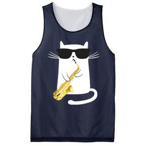 Funny Cat Shirts Saxophone Music Gift Mesh Reversible Basketball Jersey Tank