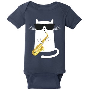 Funny Cat Shirts Saxophone Music Gift Baby Bodysuit