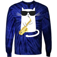 Funny Cat Shirts Saxophone Music Gift Tie-Dye Long Sleeve Shirt