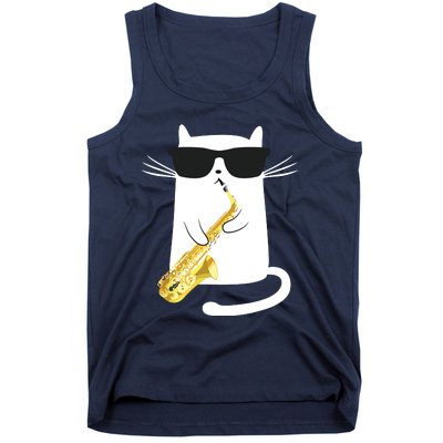 Funny Cat Shirts Saxophone Music Gift Tank Top