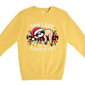 Funny Christmas Shirts For Women Naughty List Sloth Premium Crewneck Sweatshirt