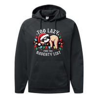 Funny Christmas Shirts For Women Naughty List Sloth Performance Fleece Hoodie