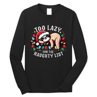 Funny Christmas Shirts For Women Naughty List Sloth Long Sleeve Shirt