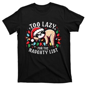 Funny Christmas Shirts For Women Naughty List Sloth T-Shirt