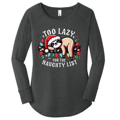 Funny Christmas Shirts For Women Naughty List Sloth Women's Perfect Tri Tunic Long Sleeve Shirt