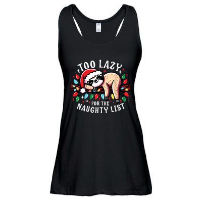 Funny Christmas Shirts For Women Naughty List Sloth Ladies Essential Flowy Tank