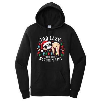 Funny Christmas Shirts For Women Naughty List Sloth Women's Pullover Hoodie