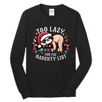 Funny Christmas Shirts For Women Naughty List Sloth Tall Long Sleeve T-Shirt