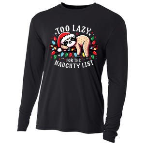 Funny Christmas Shirts For Women Naughty List Sloth Cooling Performance Long Sleeve Crew