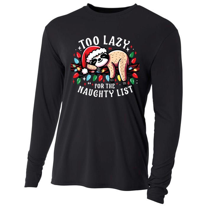 Funny Christmas Shirts For Women Naughty List Sloth Cooling Performance Long Sleeve Crew