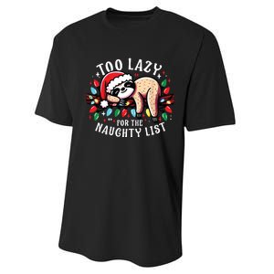 Funny Christmas Shirts For Women Naughty List Sloth Performance Sprint T-Shirt