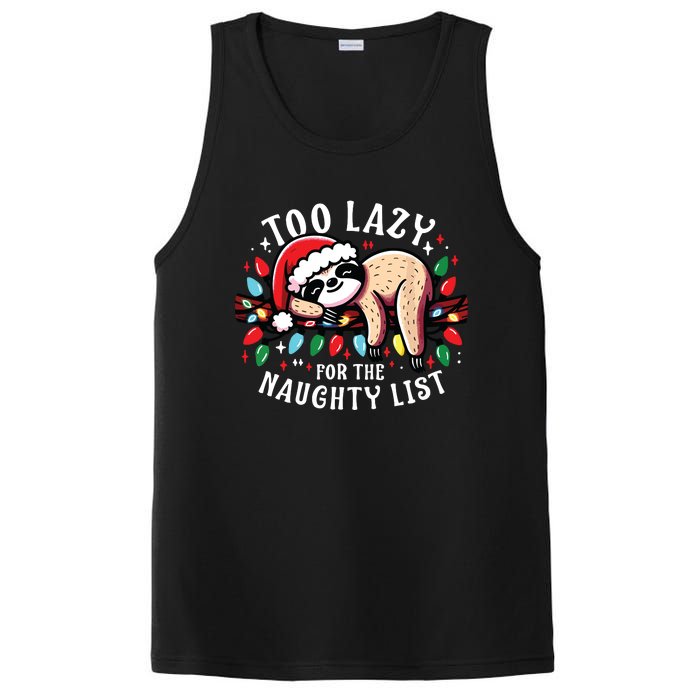 Funny Christmas Shirts For Women Naughty List Sloth PosiCharge Competitor Tank