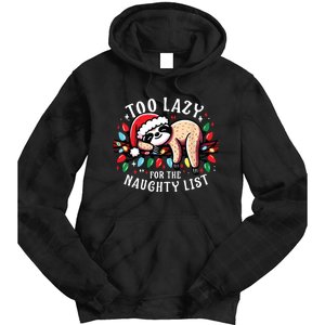 Funny Christmas Shirts For Women Naughty List Sloth Tie Dye Hoodie