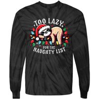 Funny Christmas Shirts For Women Naughty List Sloth Tie-Dye Long Sleeve Shirt